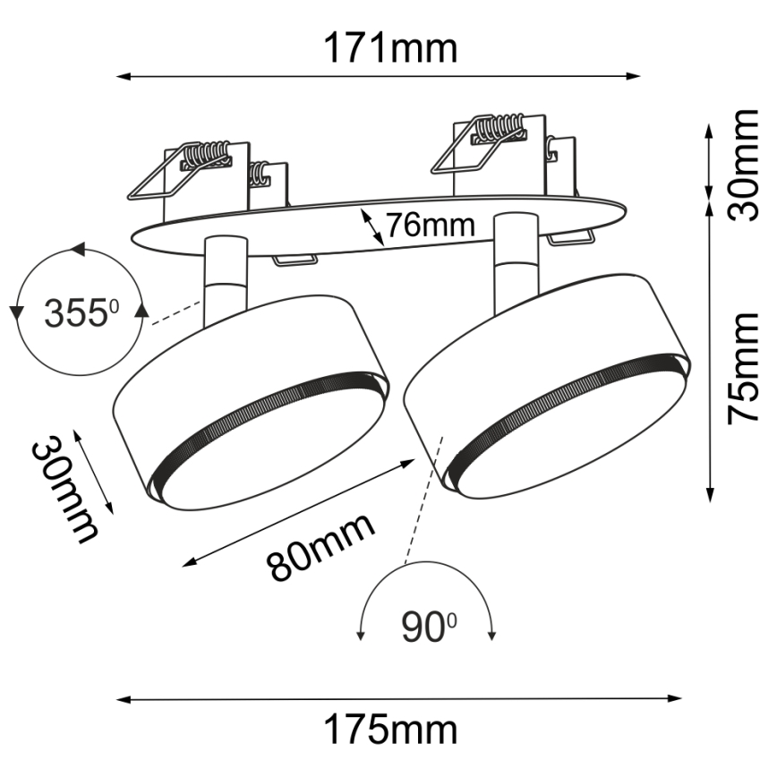 Brosline - Spot encastré pour plafond 2xGX53/9W/230V, blanc