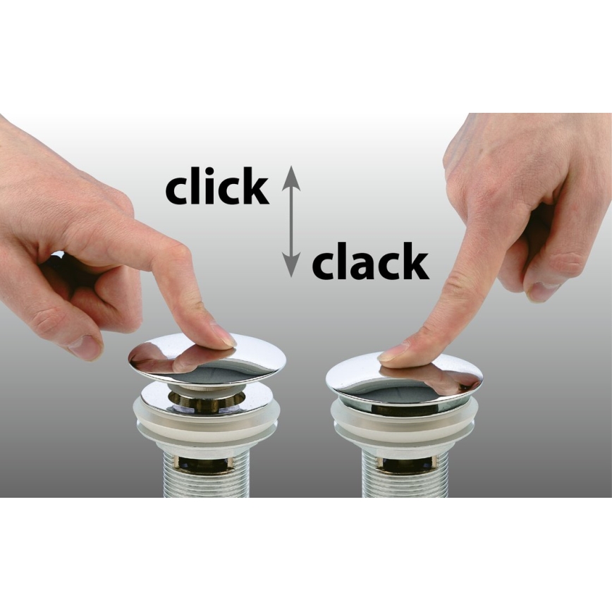 Bruckner - Bonde de lavabo sans trop-plein CLICK-CLACK d. 6,4 cm chrome brillant