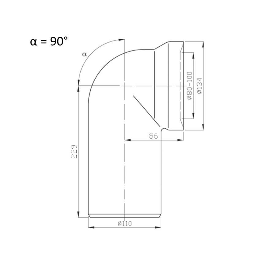 Bruckner - Connecteur 90° pour cuvette de WC 11 cm blanc