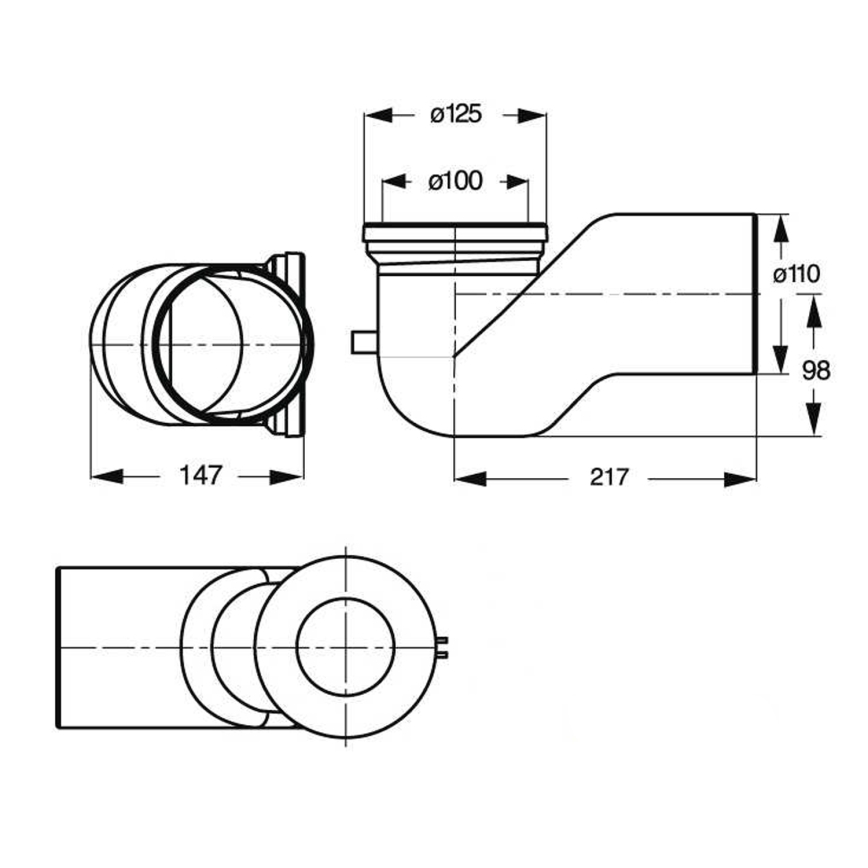 Bruckner - Connecteur 90° pour cuvette de WC Offset 11 cm blanc