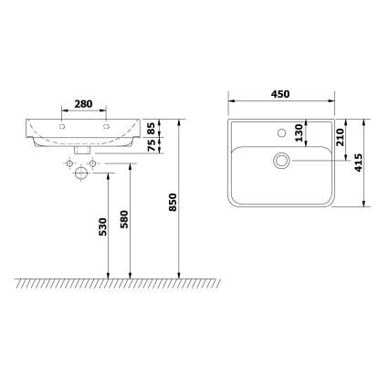 Bruckner - Lavabo encastré NEON 45x41,5 cm céramique/blanc