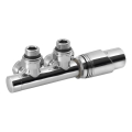 Bruckner - Lot de raccordement thermostatique pour raccordement central WICHER chrome brillant