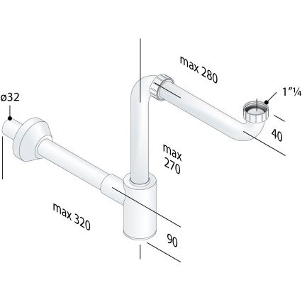 Bruckner - Meuble pour siphon de vasque CRONO DN32 blanc