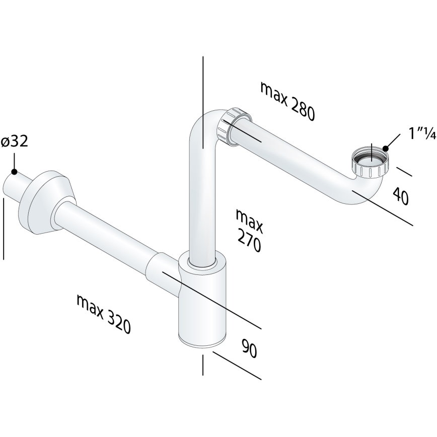 Bruckner - Meuble pour siphon de vasque CRONO DN32 blanc