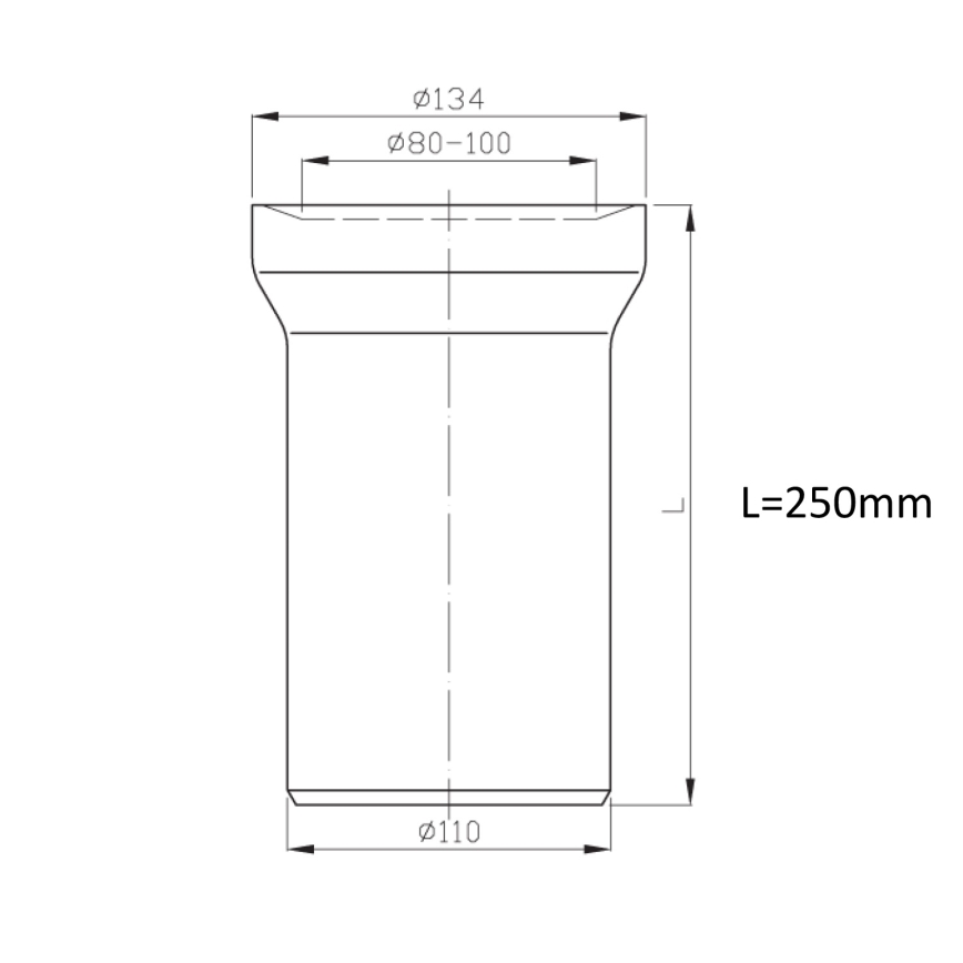 Bruckner - Raccord droit pour cuvette de WC 25 cm blanc
