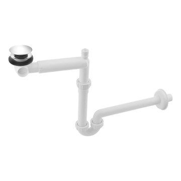 Bruckner - Siphon de lavabo avec siphon meuble CLICK-CLACK DN32 blanc/chrome brillant
