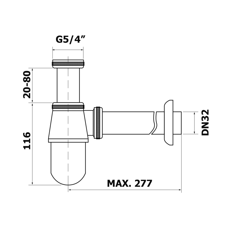 Bruckner - Siphon de lavabo bas DN32 chrome brillant
