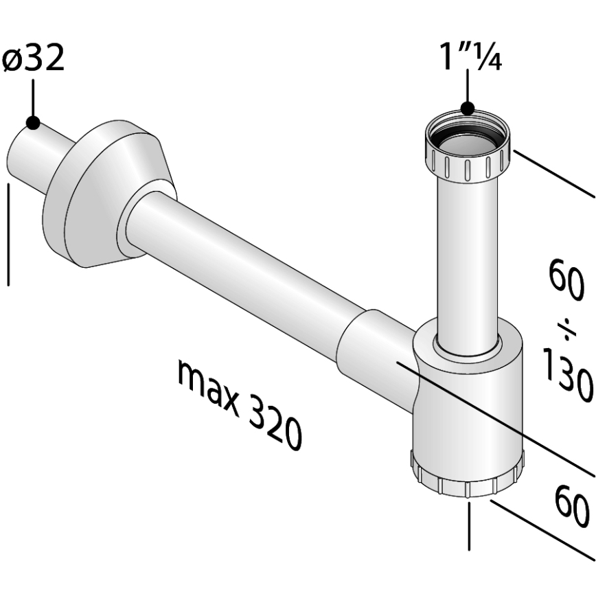 Bruckner - Siphon de lavabo CRONO DN32 blanc
