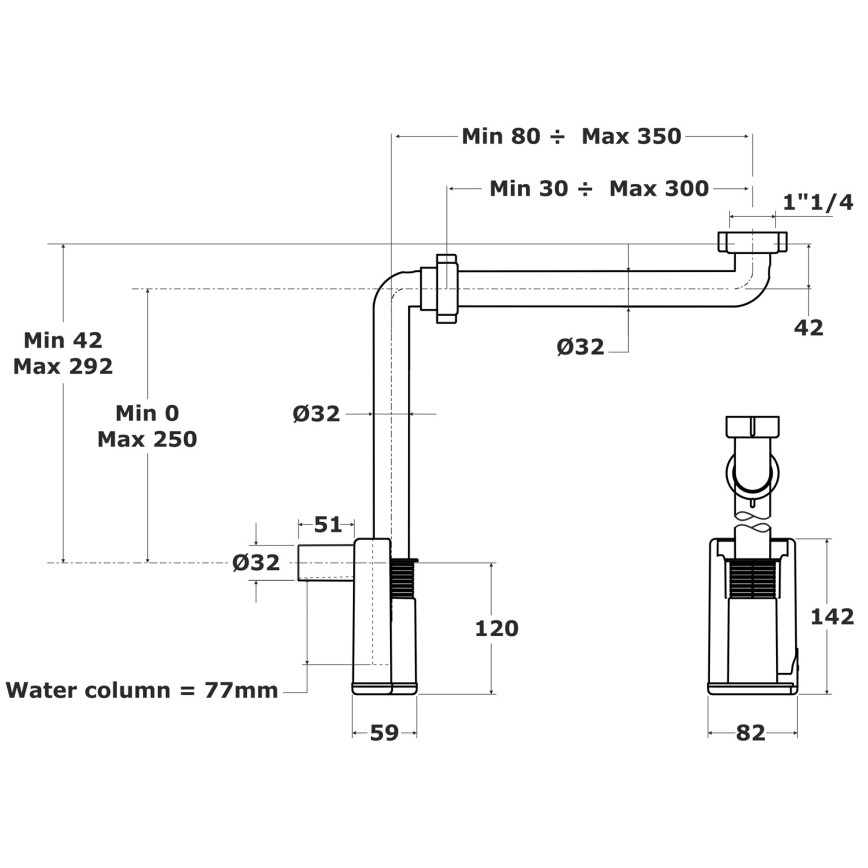 Bruckner - Siphon de lavabo mobilier MURALES blanc