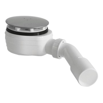 Bruckner - Siphon de receveur de douche bas DN40/50 blanc/poli acier inoxydable