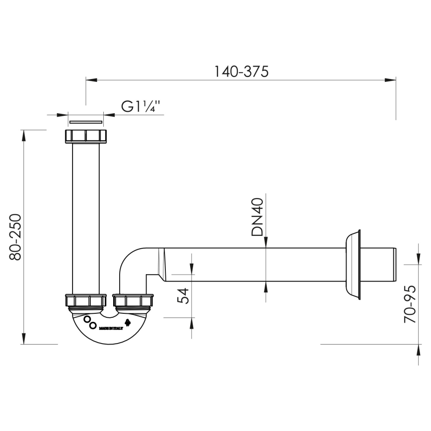 Bruckner - Siphon de vasque/bidet bas DN40 blanc