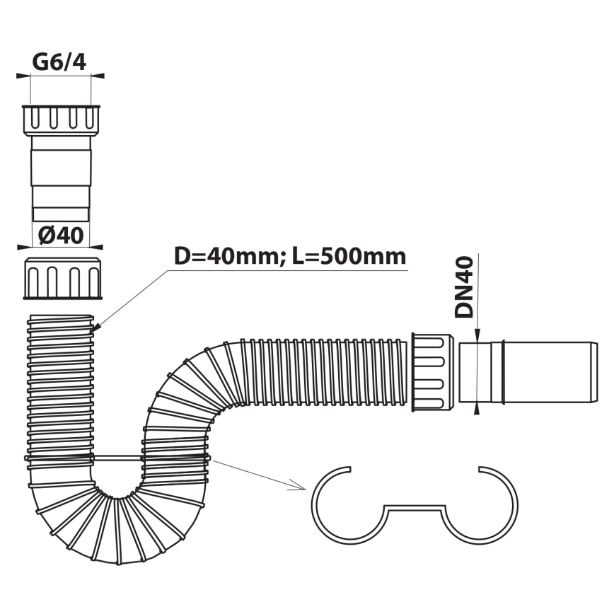 Bruckner - Siphon d'évier flexible DN40 blanc