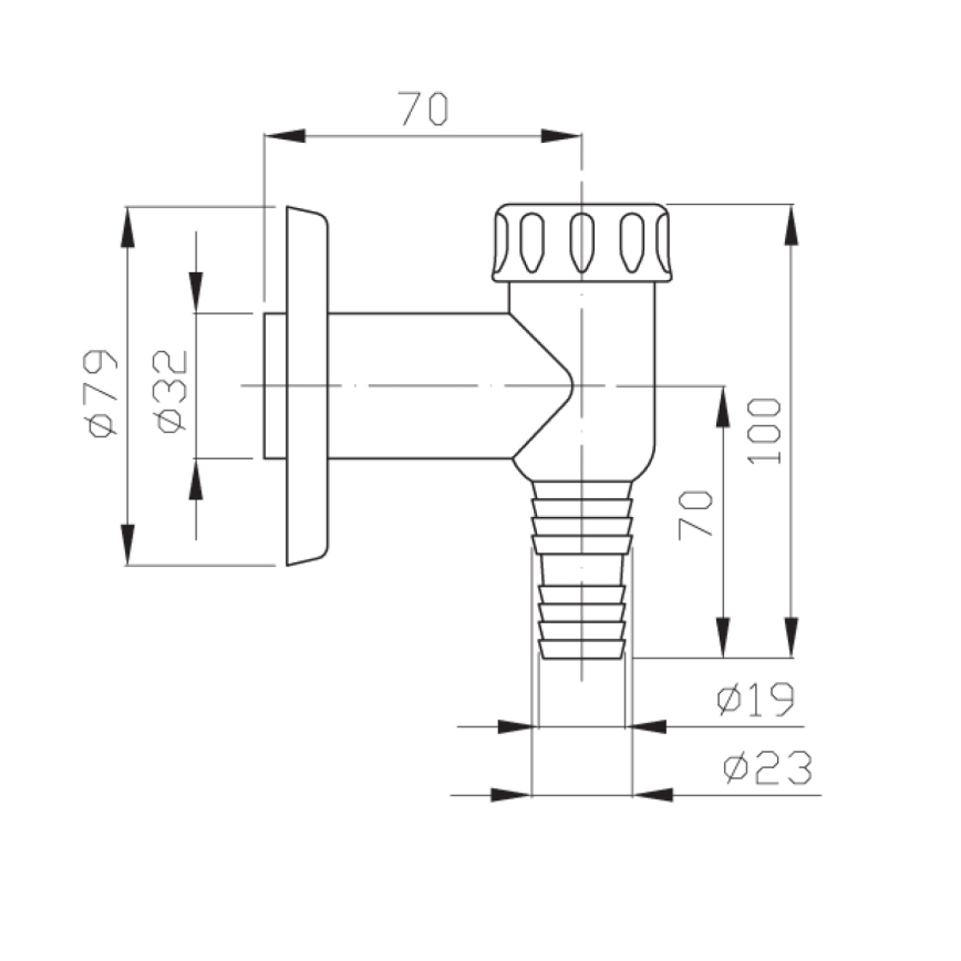 Bruckner - Siphon pour machine à laver extérieure DN32 chrome brillant