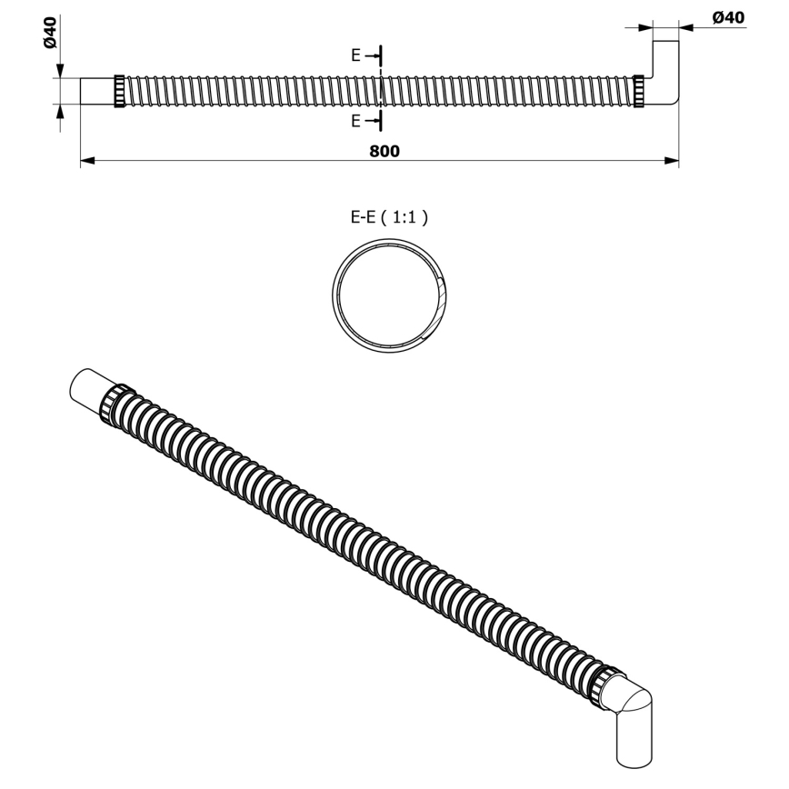 Bruckner - Tuyau de raccordement flexible coude 80 cm blanc