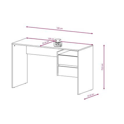 Bureau à tiroirs MARLO gris béton/blanc