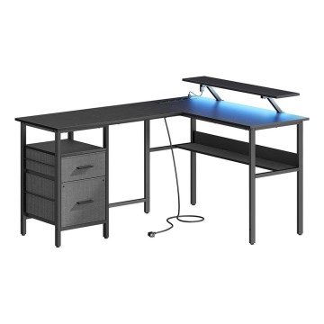 Bureau avec éclairage intégré SOLEA-X marron/noir