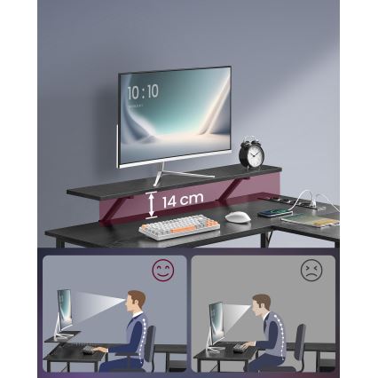 Bureau avec éclairage intégré SOLEA-X marron/noir