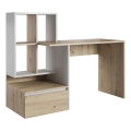 Bureau avec étagère MARLO chêne artisan/blanc
