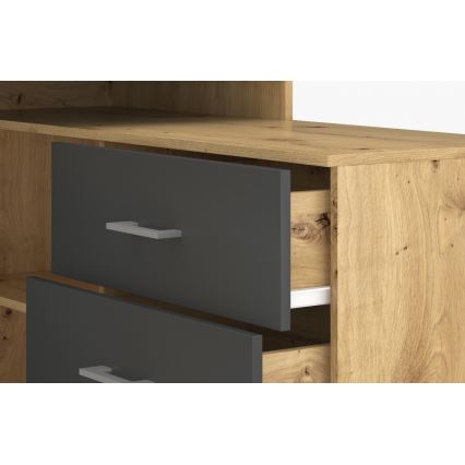 Bureau avec tiroirs et angle réversible D/G JULES chêne artisan/anthracite