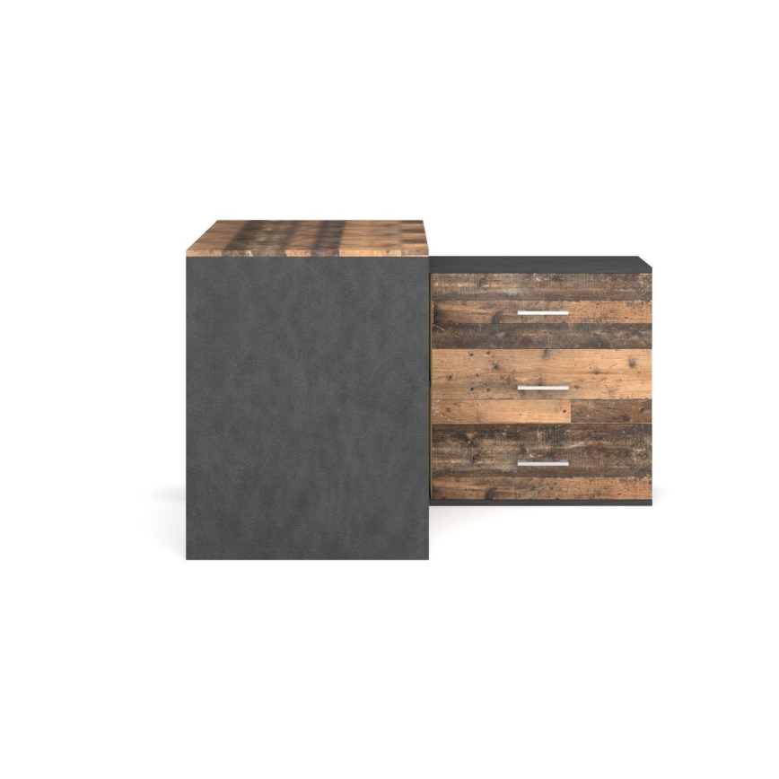 Bureau avec tiroirs et angle réversible D/G JULES marron/noir