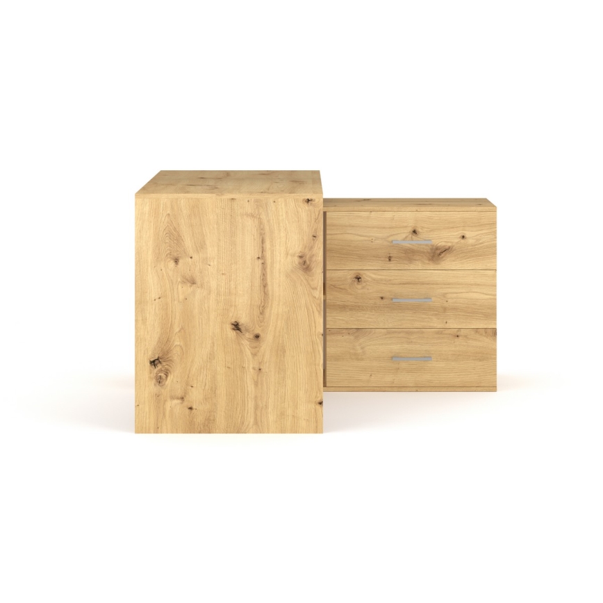 Bureau avec tiroirs et angle réversible (droite/gauche) JULES chêne artisan