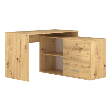 Bureau avec tiroirs et angle universel P/L JULES — finition chêne artisan