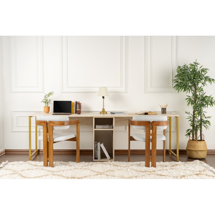 Bureau CLARO 240x60 cm travertin/doré