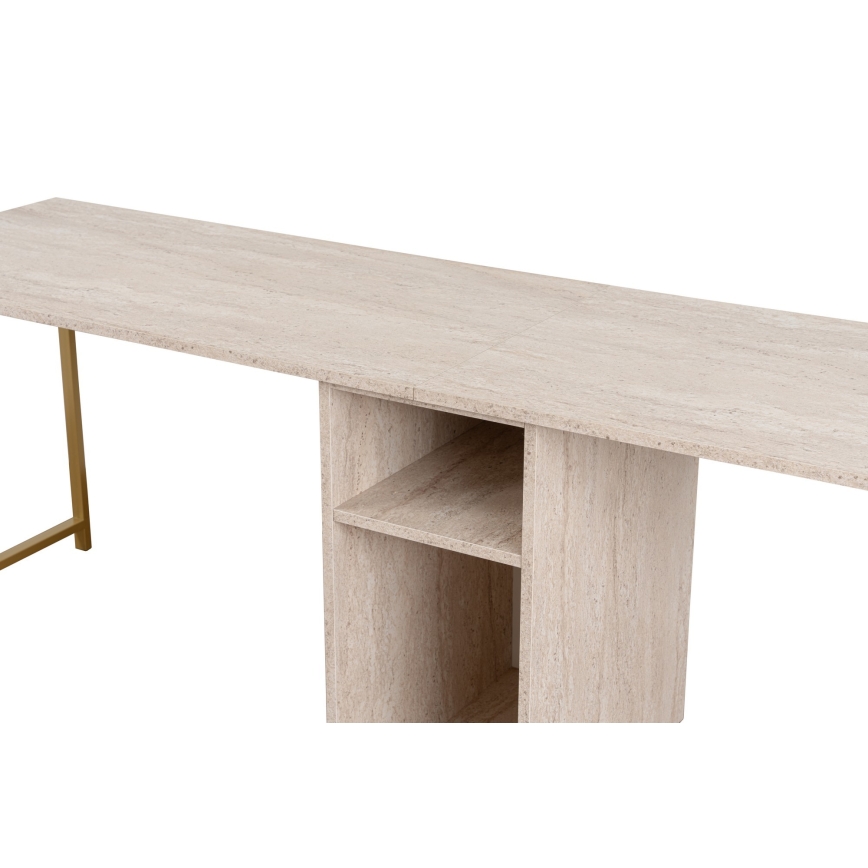 Bureau CLARO 240x60 cm travertin/doré