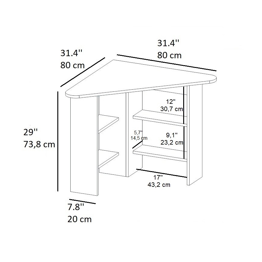 Bureau CORNER 73,8x80 cm chêne saphir
