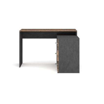 Bureau d'angle réversible avec tiroirs (droit/gauche) 120x120 cm JULES marron/noir