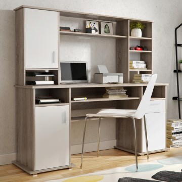 Bureau ELIAN avec étagère, chêne sonoma gris/blanc