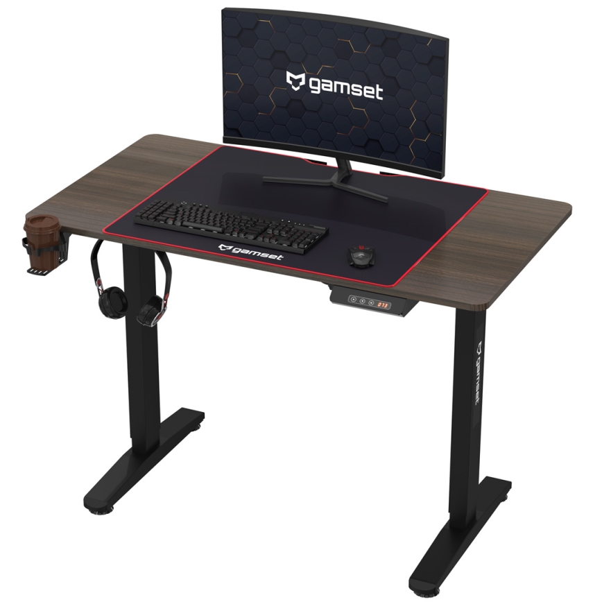 Bureau gaming à hauteur réglable CONTROL 110x60 cm marron/noir