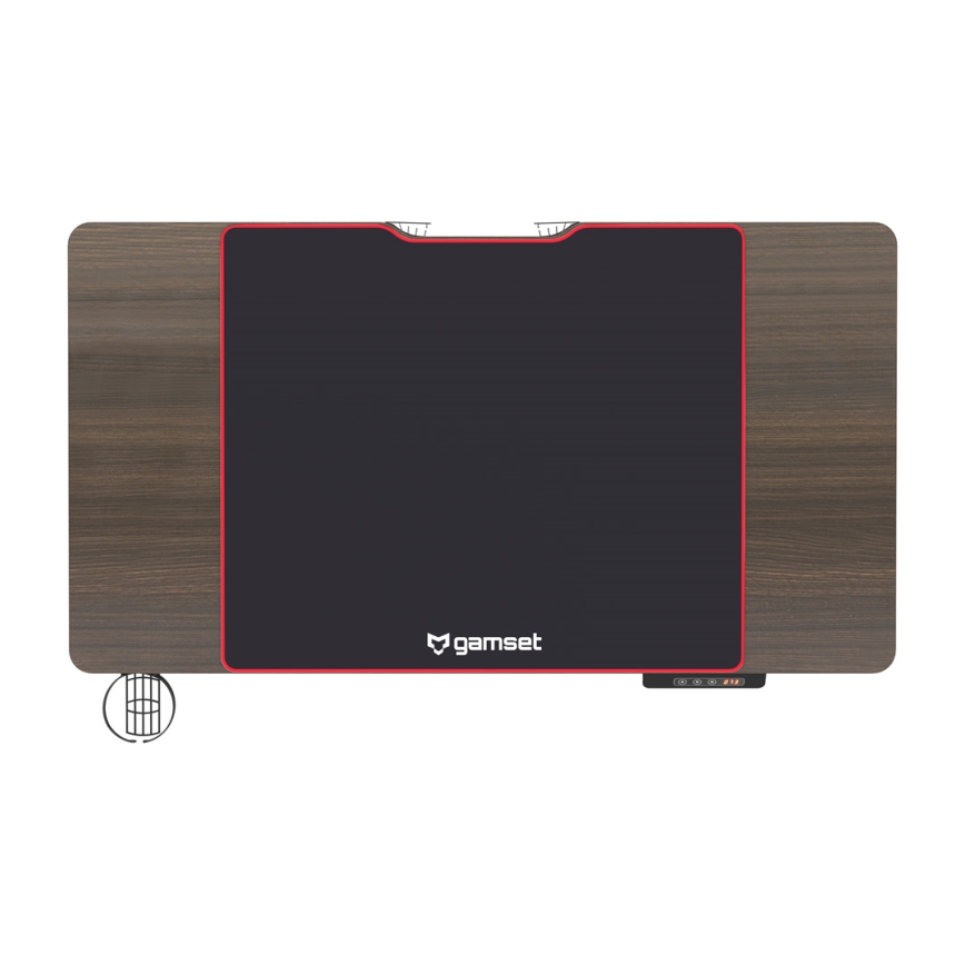Bureau gaming à hauteur réglable CONTROL 110x60 cm marron/noir