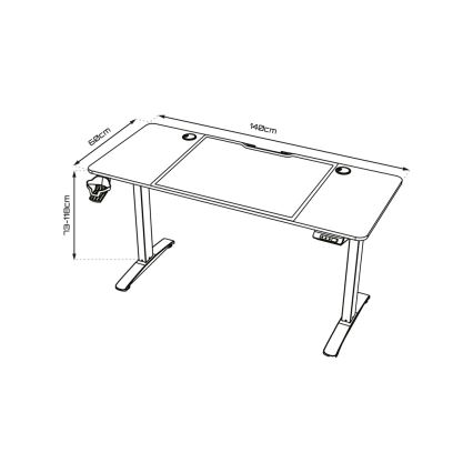 Bureau gaming à hauteur réglable CONTROL 140x60 cm marron/noir