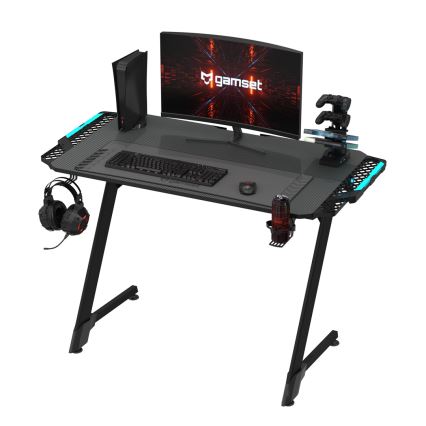 Bureau gaming SNAKE avec rétroéclairage LED RGB 100x60 cm noir