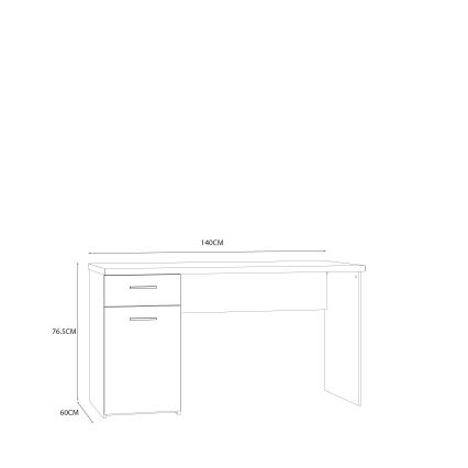 Bureau GINO blanc/chêne Sonoma