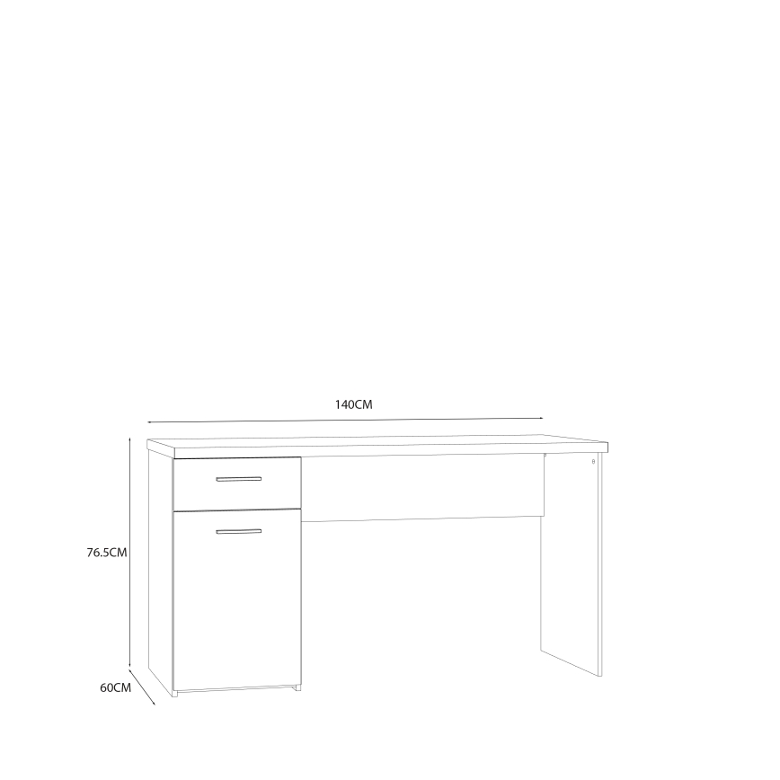Bureau GINO blanc/chêne Sonoma