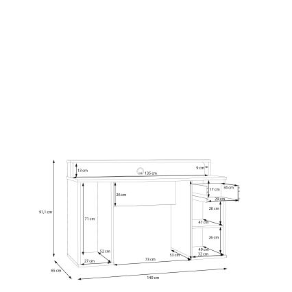 Bureau IVAR avec éclairage intégré, blanc