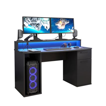 Bureau IVAR avec éclairage intégré, noir