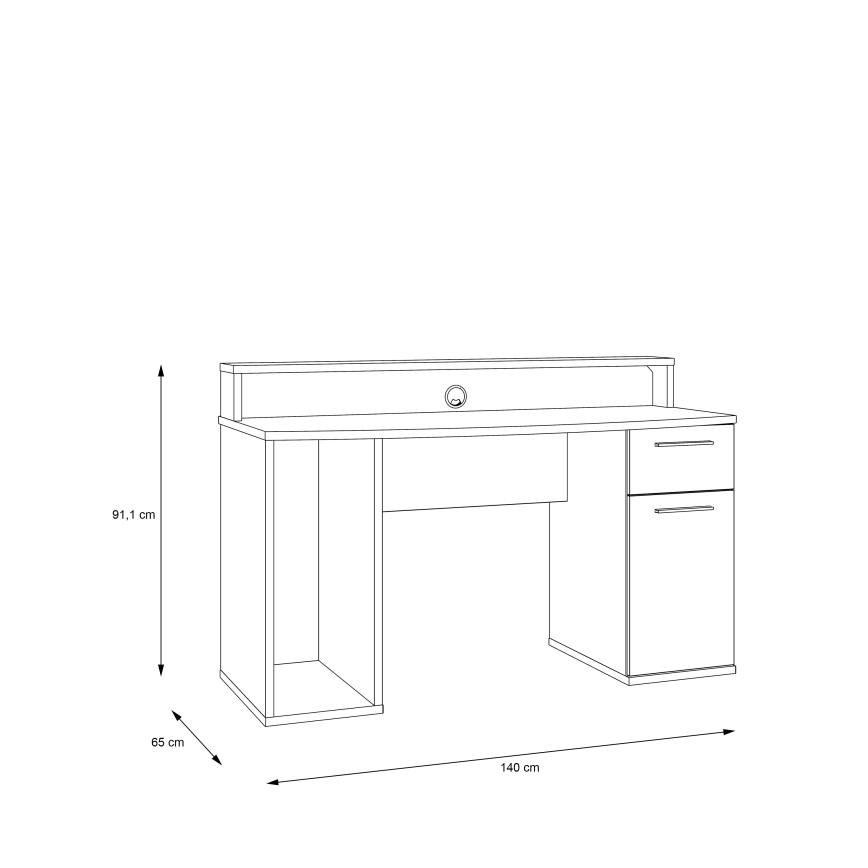 Bureau IVAR avec éclairage intégré, noir
