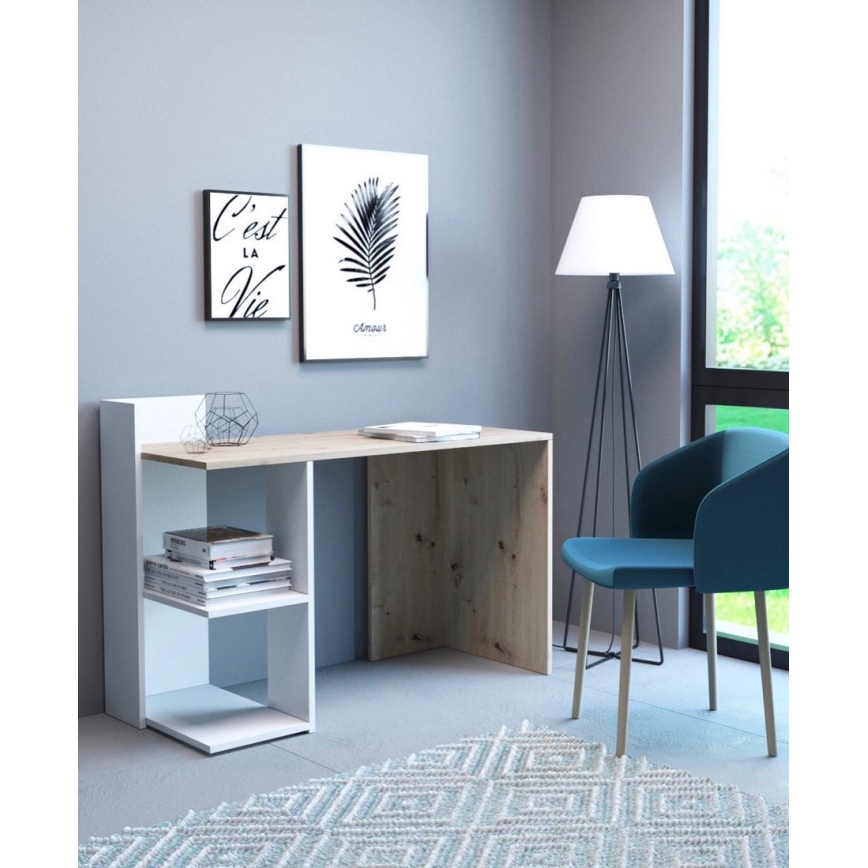 Bureau MARLO chêne artisan/blanc