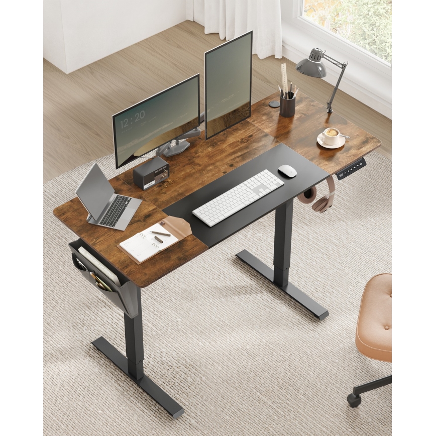 Bureau réglable en hauteur SOLEA-X marron/noir