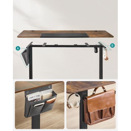 Bureau réglable en hauteur SOLEA-X marron/noir