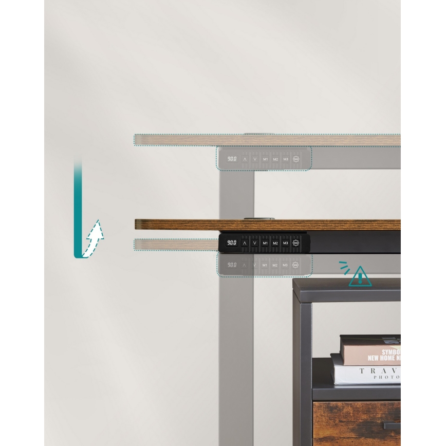Bureau réglable en hauteur SOLEA-X marron/noir