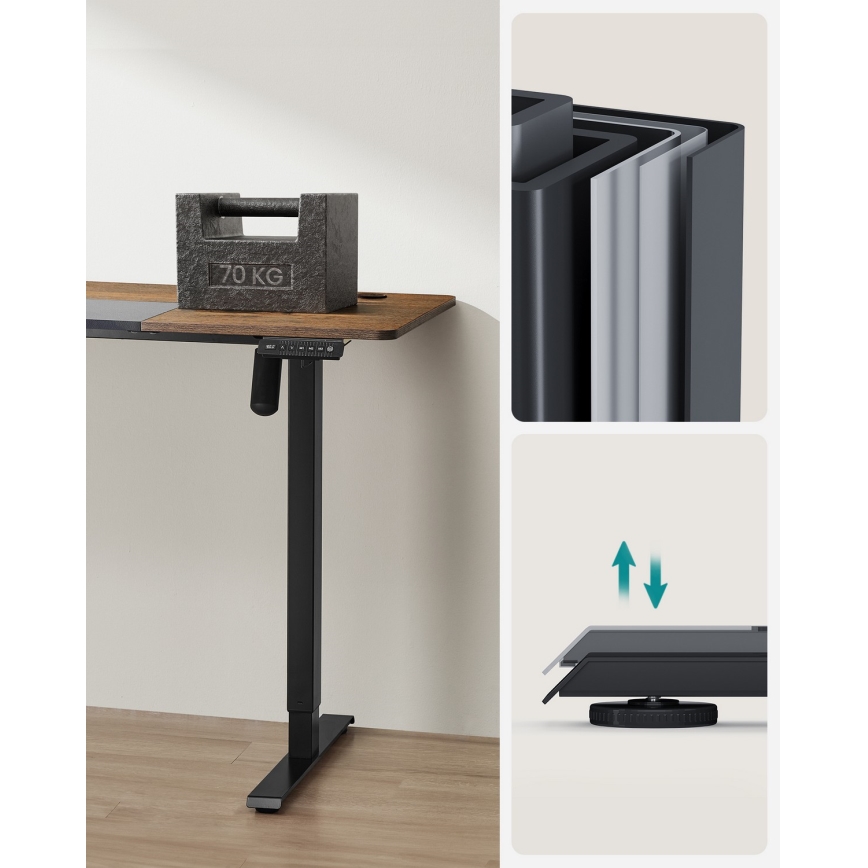 Bureau réglable en hauteur SOLEA-X marron/noir
