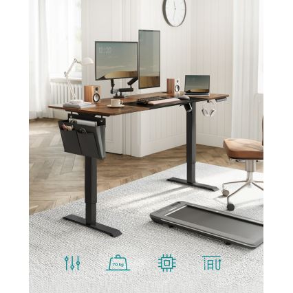 Bureau réglable en hauteur SOLEA-X marron/noir