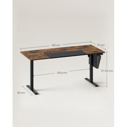 Bureau réglable en hauteur SOLEA-X marron/noir