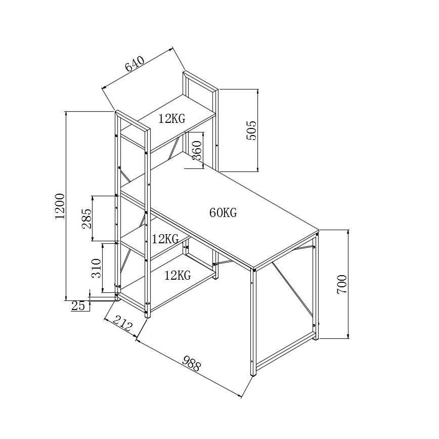 Bureau SERENOR noir/chêne sonoma