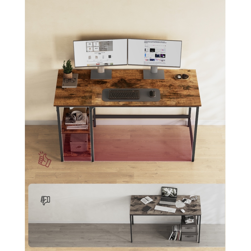 Bureau SOLEA 140 x 60 cm marron/noir