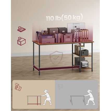 Bureau SOLEA 140 x 60 cm marron/noir